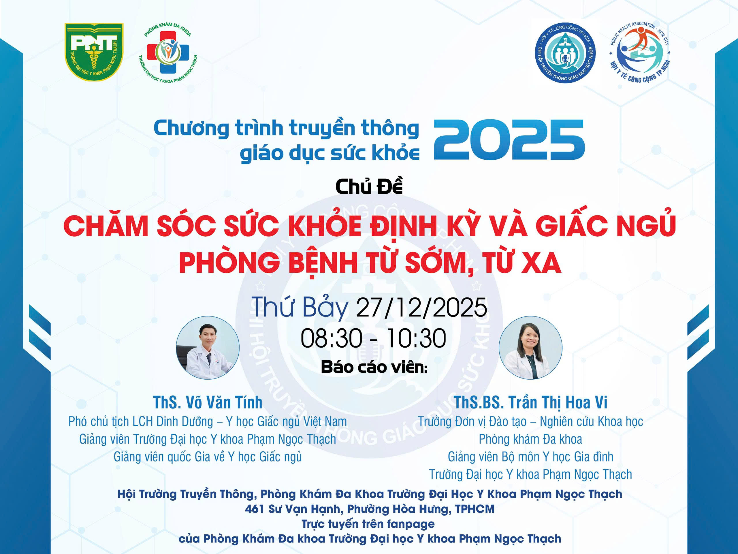 CHƯƠNG TRÌNH TRUYỀN THÔNG GIÁO DỤC SỨC KHỎE THÁNG 12 NĂM 2025 "CHĂM SÓC SỨC KHỎE ĐỊNH KỲ VÀ GIẤC NGỦ PHÒNG BỆNH TỪ SỚM, TỪ XA”