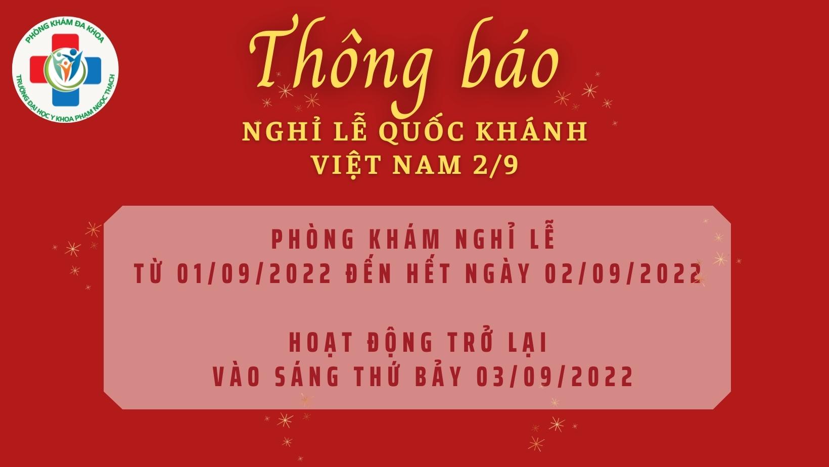 THÔNG BÁO NGHỈ LỄ QUỐC KHÁNH 2/9