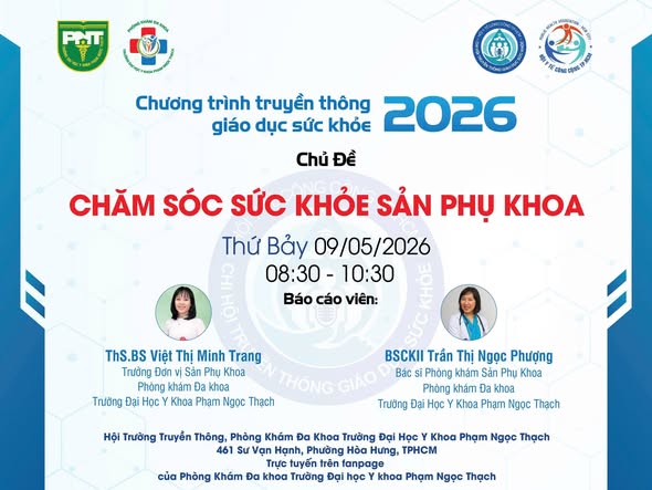Chương trình Truyền thông giáo dục sức khỏe tháng 5 năm 2026 "CHĂM SÓC SỨC KHỎE SẢN PHỤ KHOA"