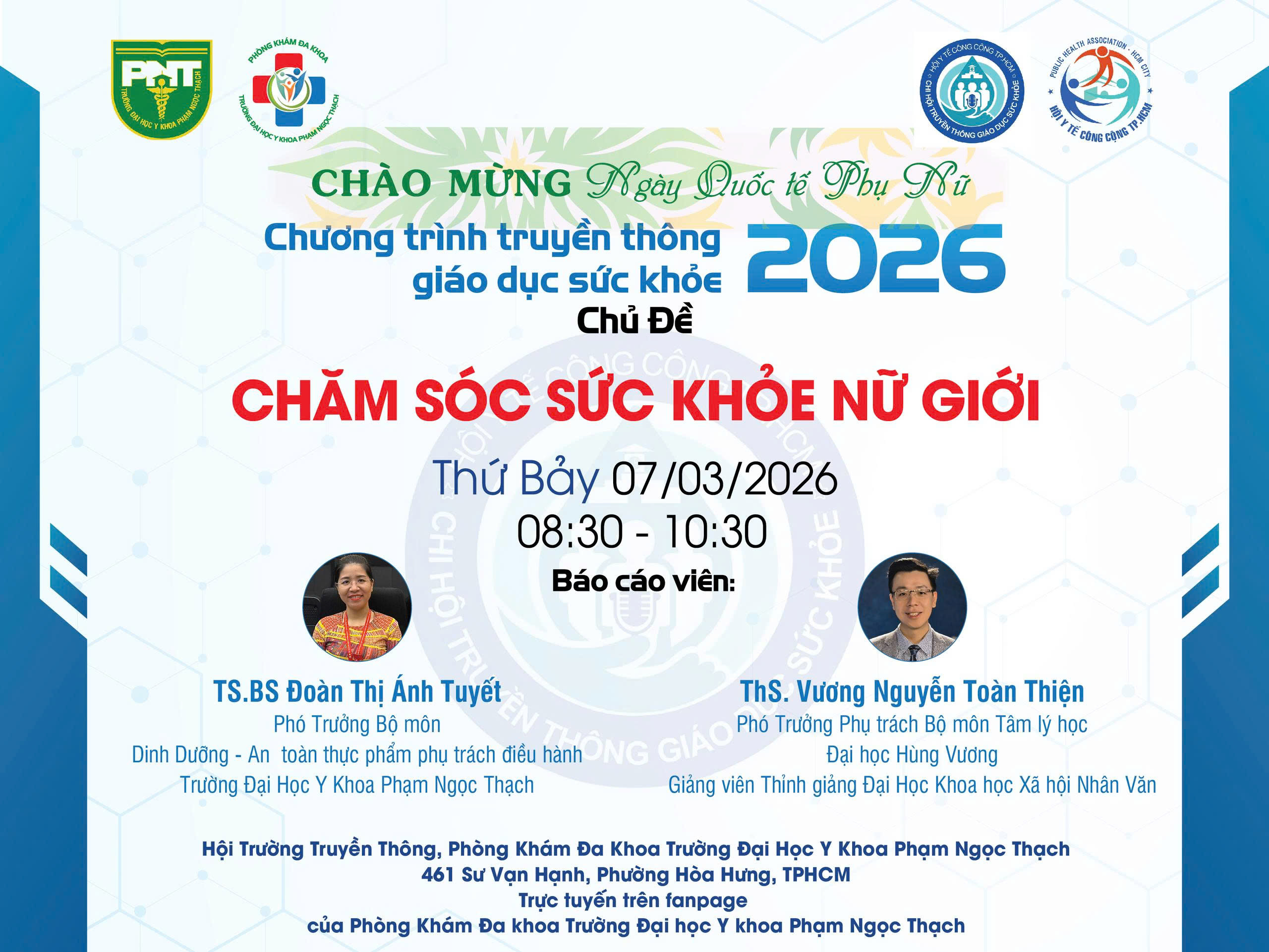 Chương trình Truyền thông giáo dục sức khỏe tháng 3 năm 2026 "CHĂM SÓC SỨC KHỎE NỮ GIỚI"